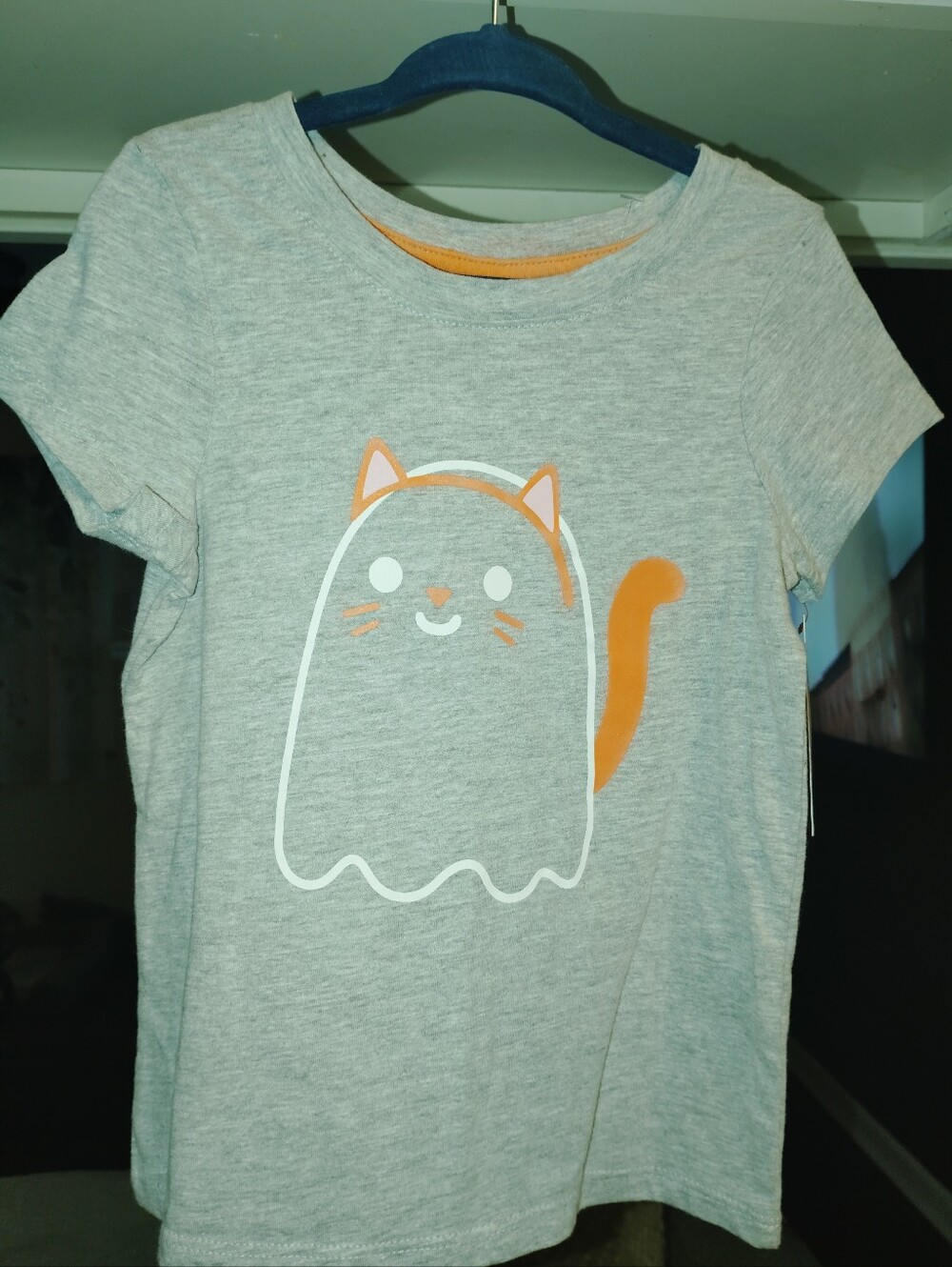 Nwt 3t Cat & Jack Light Gray Tee with Orange Cat Accent - Picture 2 of 5